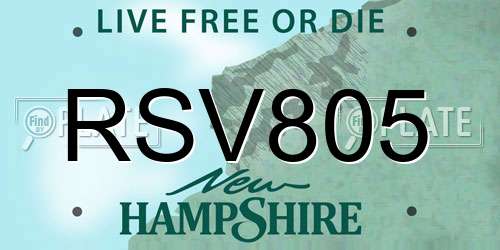 RSV805 New Hampshire License Plate