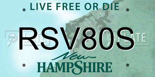 RSV80S New Hampshire License Plate
