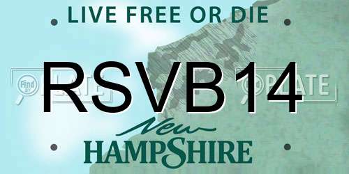 RSVB14 New Hampshire License Plate