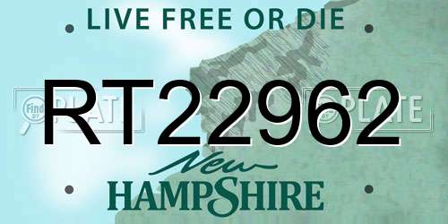 RT22962 New Hampshire License Plate