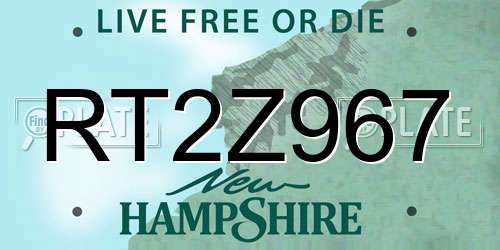 RT2Z967 New Hampshire License Plate