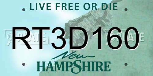 RT3D160 New Hampshire License Plate