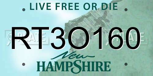 RT3O160 New Hampshire License Plate