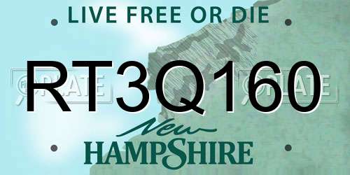 RT3Q160 New Hampshire License Plate