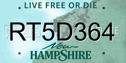 RT5D364 New Hampshire License Plate