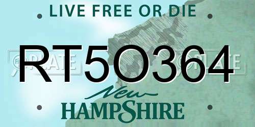 RT5O364 New Hampshire License Plate