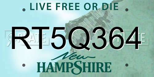 RT5Q364 New Hampshire License Plate