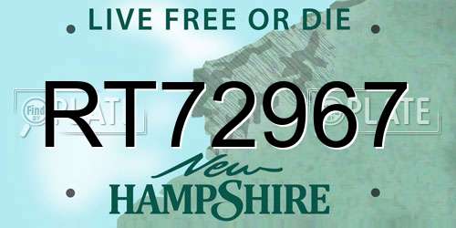 RT72967 New Hampshire License Plate