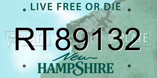 RT89132 New Hampshire License Plate