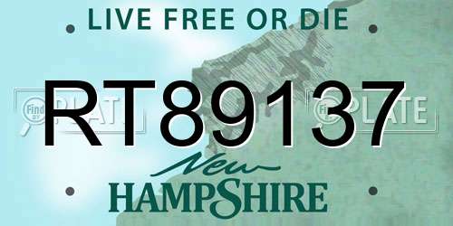 RT89137 New Hampshire License Plate