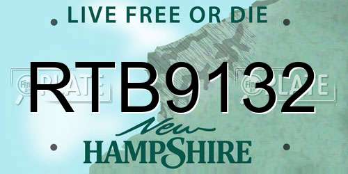 RTB9132 New Hampshire License Plate