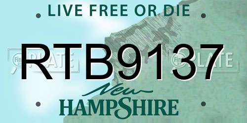RTB9137 New Hampshire License Plate