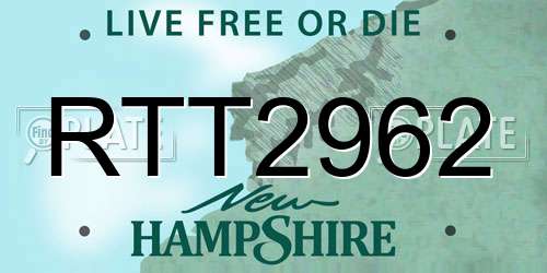 RTT2962 New Hampshire License Plate