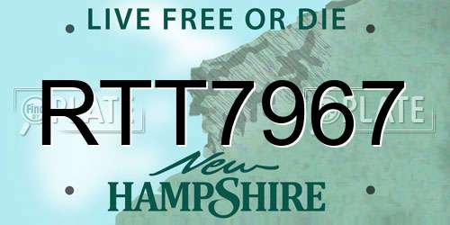RTT7967 New Hampshire License Plate