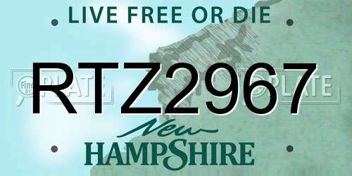 RTZ2967 New Hampshire License Plate