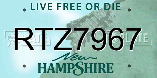 RTZ7967 New Hampshire License Plate
