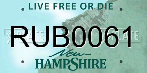 RUB0061 New Hampshire License Plate
