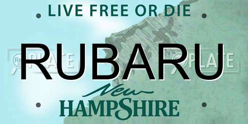 RUBARU New Hampshire License Plate