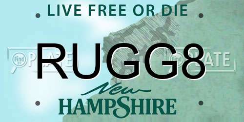 RUGG8 New Hampshire License Plate