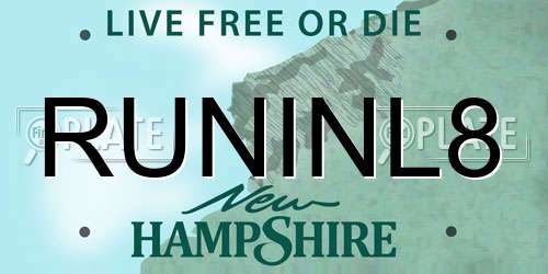 RUNINL8 New Hampshire License Plate