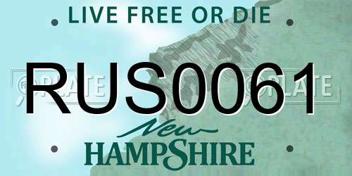 RUS0061 New Hampshire License Plate