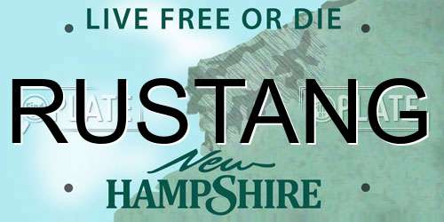 RUSTANG New Hampshire License Plate