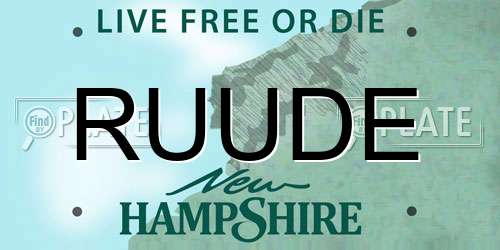 RUUDE New Hampshire License Plate
