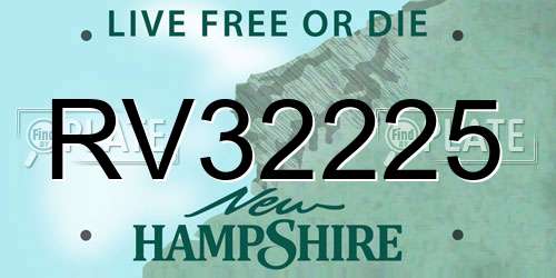 RV32225 New Hampshire License Plate