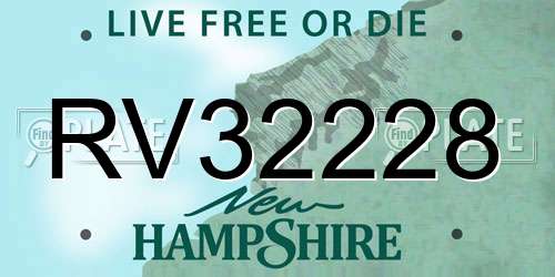 RV32228 New Hampshire License Plate