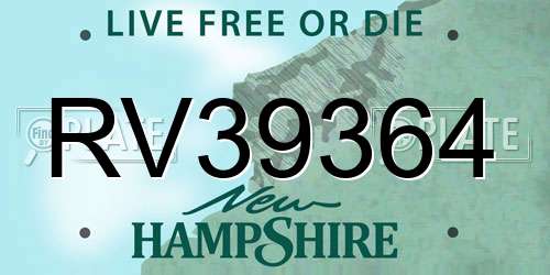 RV39364 New Hampshire License Plate