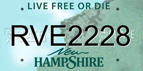 RVE2228 New Hampshire License Plate