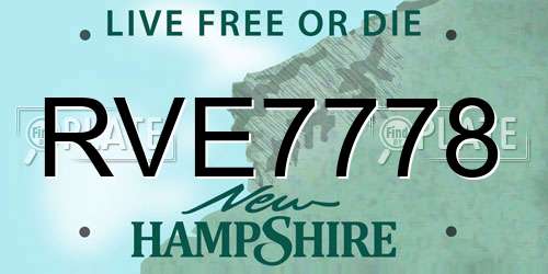 RVE7778 New Hampshire License Plate