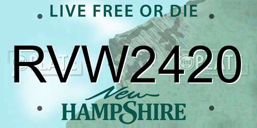 RVW2420 New Hampshire License Plate