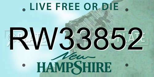 RW33852 New Hampshire License Plate