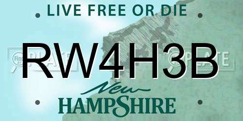 RW4H3B New Hampshire License Plate