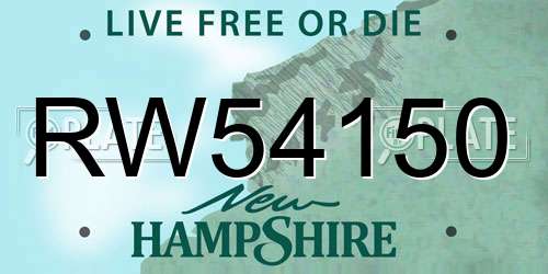 RW54150 New Hampshire License Plate