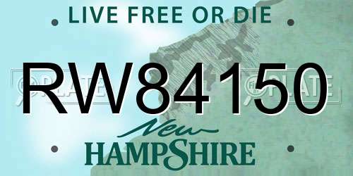 RW84150 New Hampshire License Plate