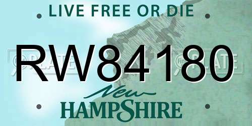 RW84180 New Hampshire License Plate