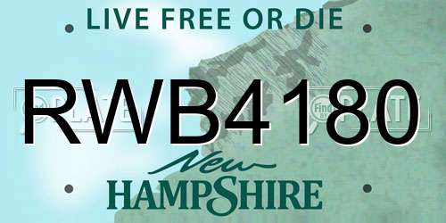 RWB4180 New Hampshire License Plate