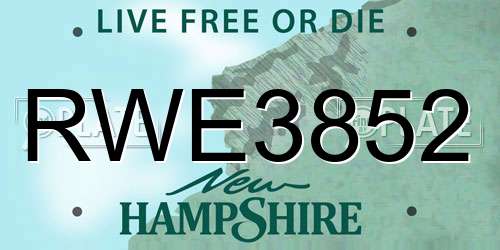 RWE3852 New Hampshire License Plate
