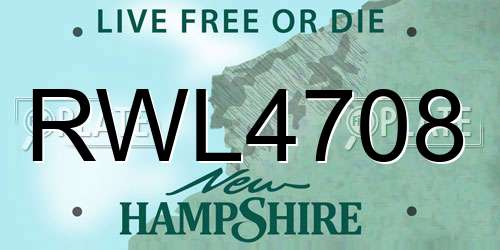 RWL4708 New Hampshire License Plate