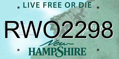 RWO2298 New Hampshire License Plate