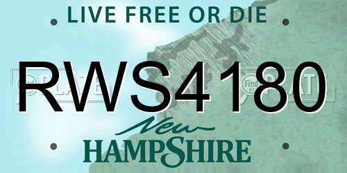 RWS4180 New Hampshire License Plate