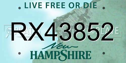 RX43852 New Hampshire License Plate