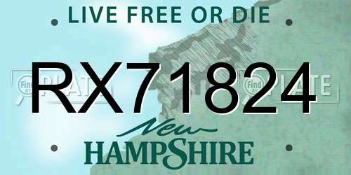 RX71824 New Hampshire License Plate