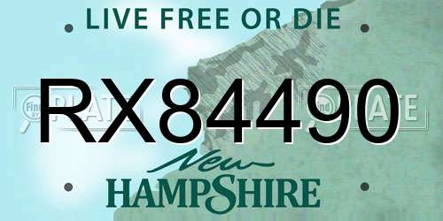 RX84490 New Hampshire License Plate