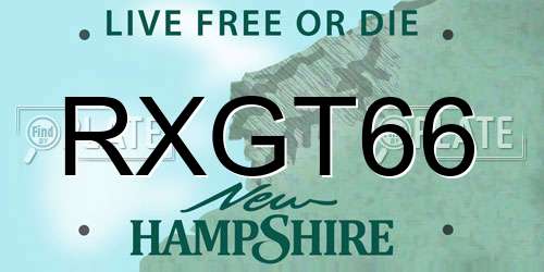 RXGT66 New Hampshire License Plate