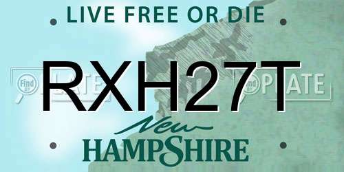 RXH27T New Hampshire License Plate