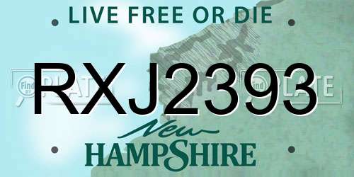 RXJ2393 New Hampshire License Plate