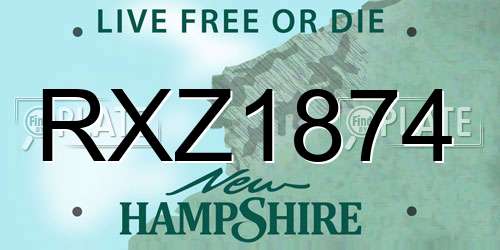 RXZ1874 New Hampshire License Plate